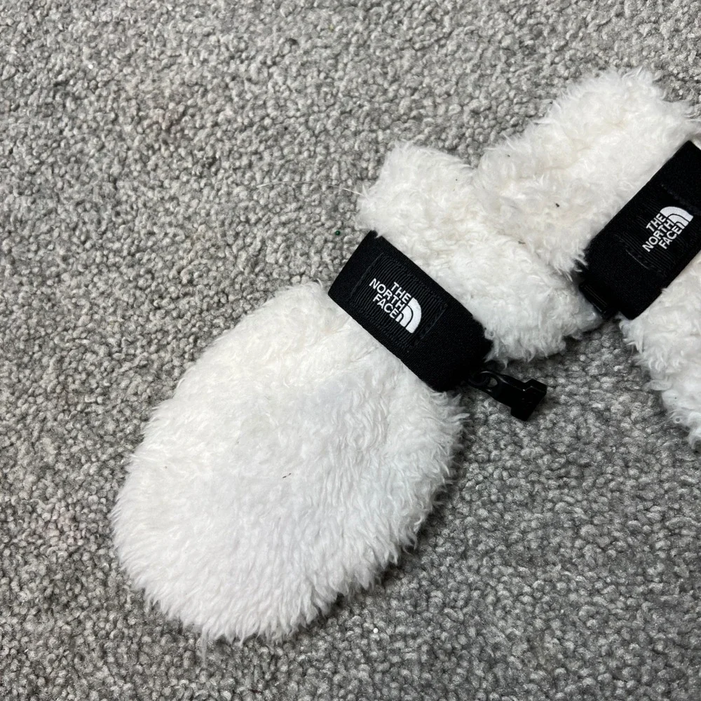 The North Face‎ Youth M Mittens Fleece White Black Logo oso outdoor winter